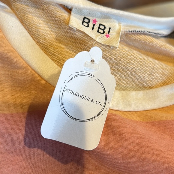 BiBi stripe sleeveless off shoulder/keyhole shoulder tie hem long tank. NWT. Sm - Picture 7 of 8